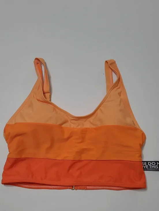 NWT New York & Company 3 Shades of Orange Colorblock Striped Bikini Top Size L