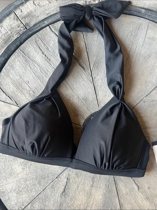RACHEL Rachel Roy Black Halter Bikini Top small BT2