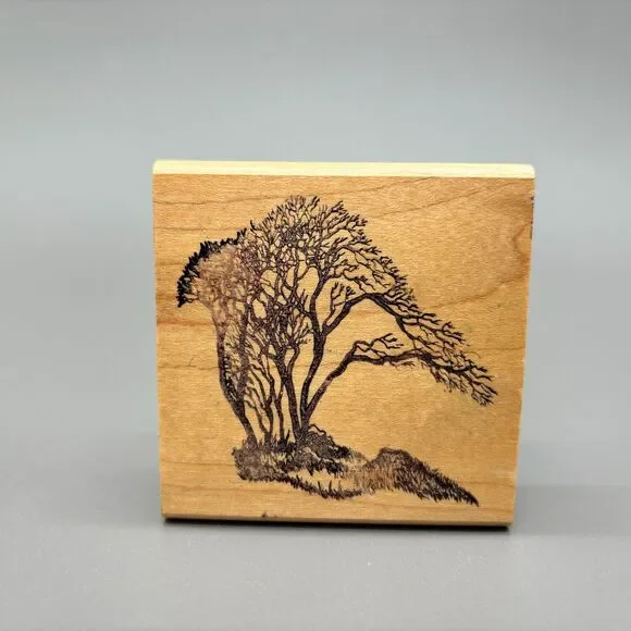 Wildlife Enterprises Inc African / Acacia Tree on Hill Wood Mounted Rubber Stamp