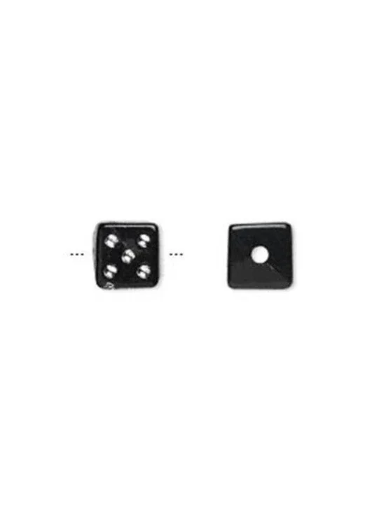 20 Black and Silver Vegas Retro Acrylic 8mm Square Cube Dice Beads