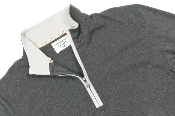 Normal Brand 1/4 Zip Pullover Sweater Mens Medium Gray Long Sleeve Cotton Blend