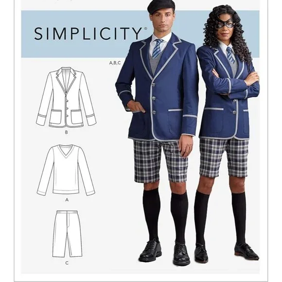 Simplicity Sewing Pattern 9094 Unisex Adult School Uniform Cosplay Costume 44-52