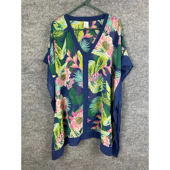 Merona Swim Coverup Women's XL Floral Pattern‎ Kamono Style