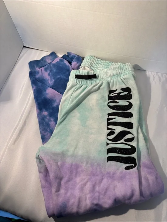 Justice Girls Tie-Dye Joggers in Mint, Lavender & Navy