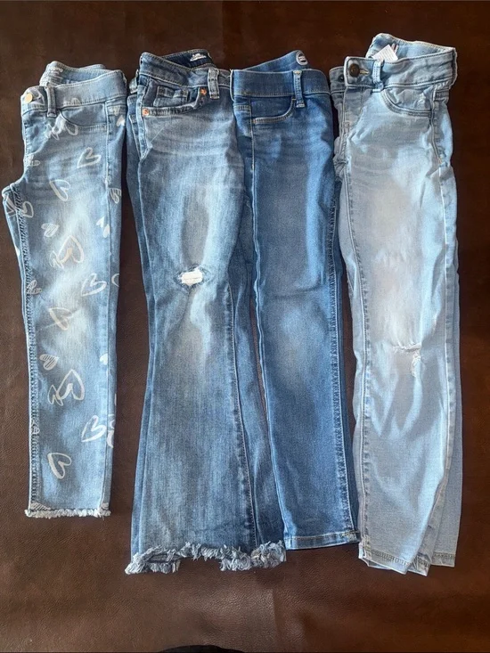 Set of 4 Girls' Denim Jeans - Light to Medium Blue