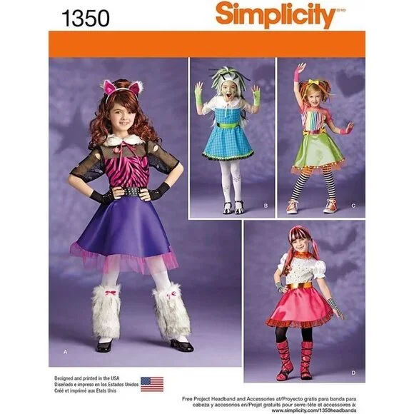Simplicity Sewing Pattern 1350 Costumes Girls Size 3-6‎