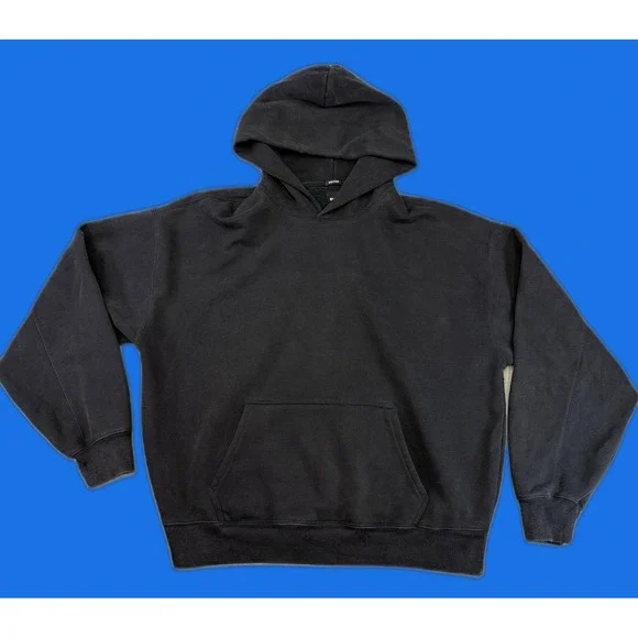 RSQ Pullover Hoodie Large Black Fleece Unisex Regular Fit Long Sleeve Kangaroo