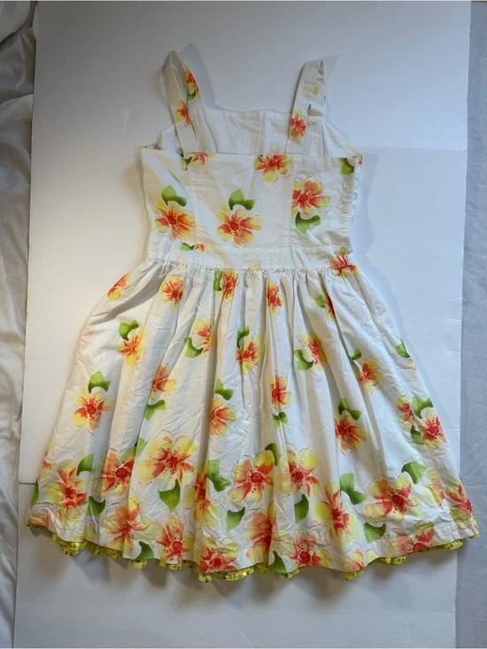 Justice White Floral Sundress with Yellow & Pink Flowers