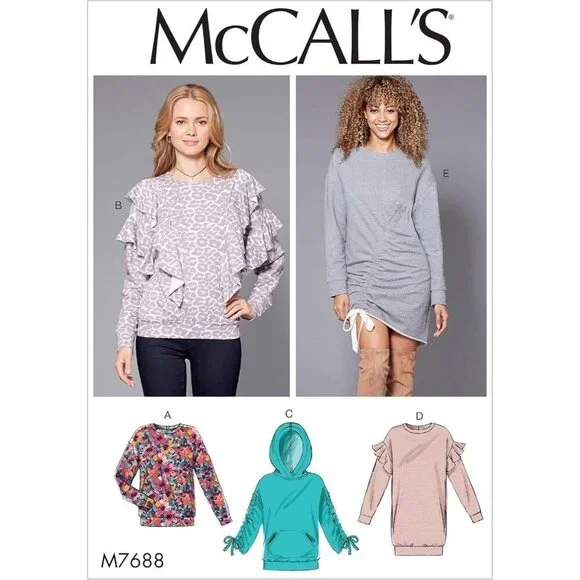 McCall's M7688 Sewing Pattern Womens Tops & Dresses Size L-XXL Uncut‎