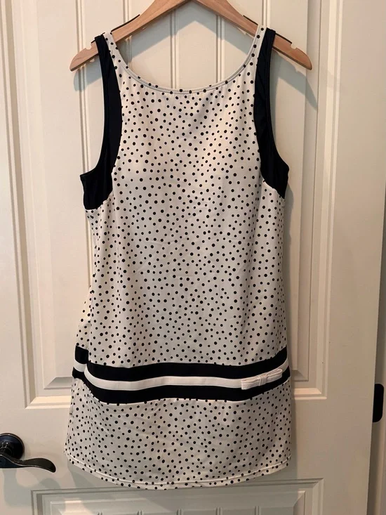 ECO SWIM Size 12 Polka Dot Tank Dress in Cream/Black Resort Vacay Chic Feminine