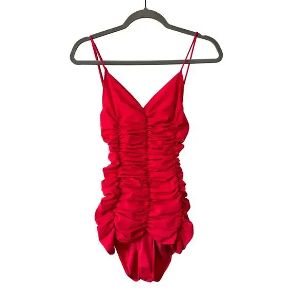 Norma Kamali Red Ruched One-Piece Swimsuit