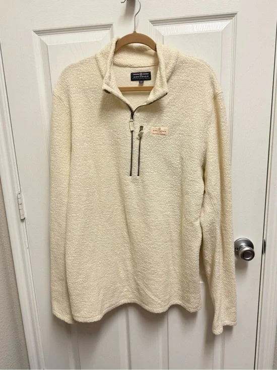 Amundsen Cream Sherpa Quarter Zip Pullover Sweater