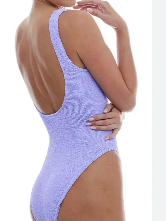 Love & Bikinis Womens Marabella Crinkle One-Piece Swimsuit One Size Lilac O/S