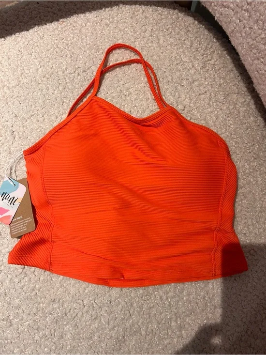 Nani High-Neck Ribbed Orange Swim Tankini Top- new!