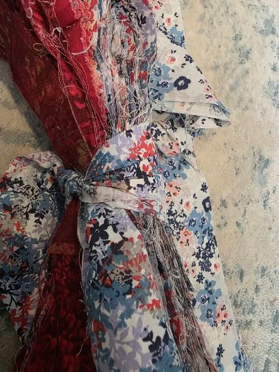 Unbranded Quilting Fabric Strip‎ Bundle Floral Red Blue Cotton Scrap Pack 40+...
