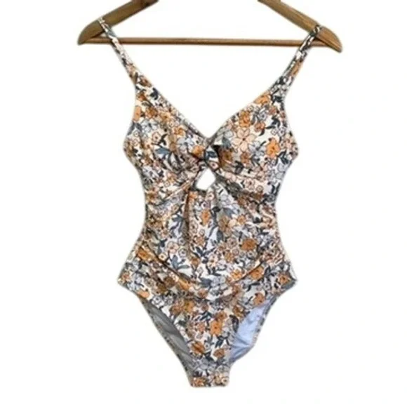 Cupshe One Piece Swimsuit‎ Floral Print Tummy Control Ruched Bathing Suit