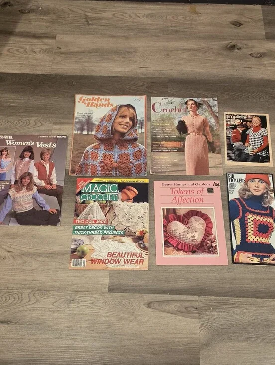 Vintage 70s Crochet Pattern Booklet Magazine Lot Golden Hands Magic Crochet Vest