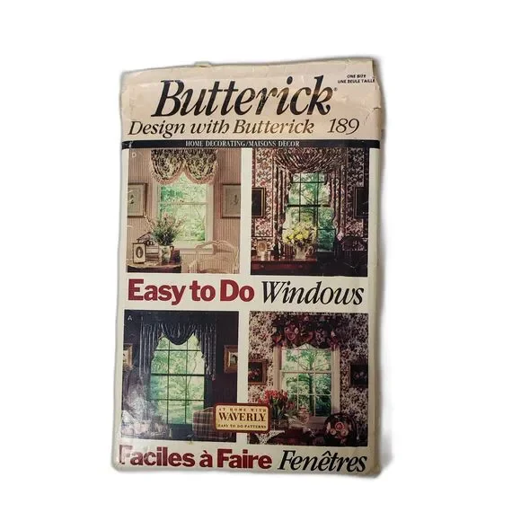 Vintage 90s Butterick #189 Easy To Do Windows Pattern Patterns One Size
