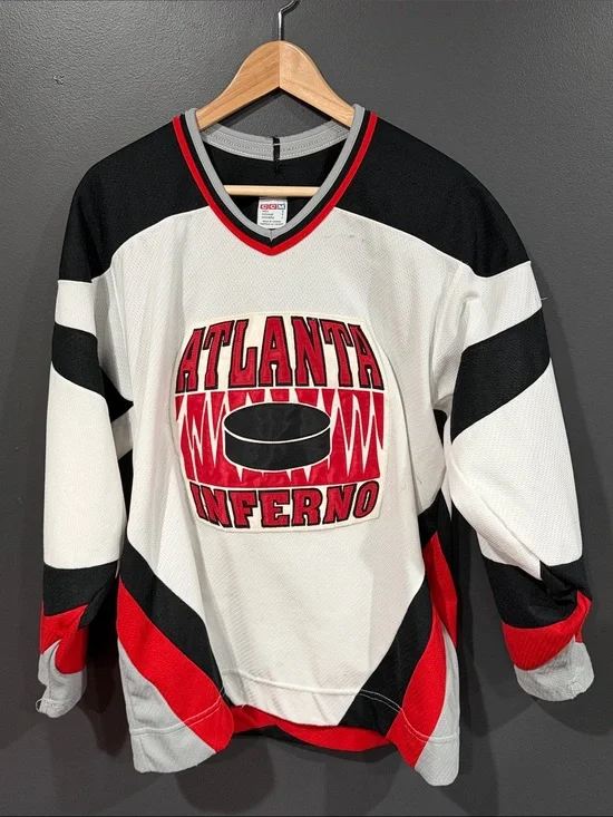 CCM Atlanta Inferno Red & White Hockey Sweatshirt Jersey Small