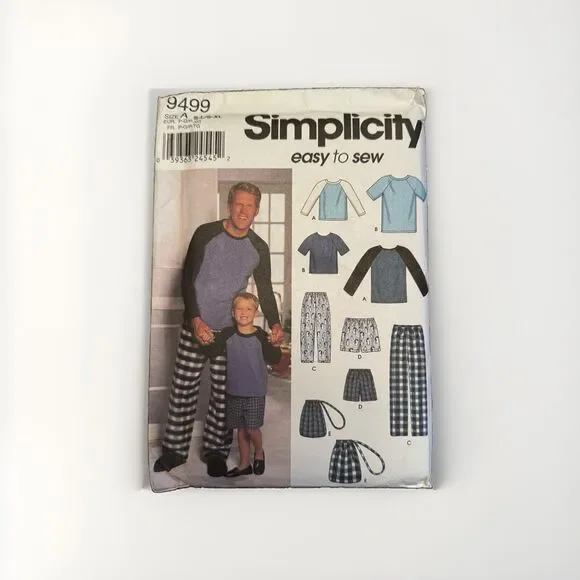 Simplicity Sewing Pattern 9499 Boys Mens S-L S-XL Loungewear Pants Shorts Top