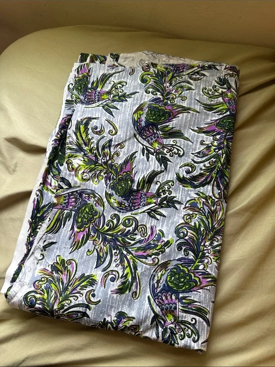 Woven cotton colorful bird Fabric 3 1/4 yard by 38” new