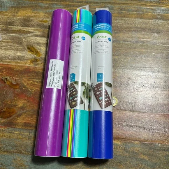 Cricut Premium Vinyl Removable Matte Bundle Tropical - Vivid Blue Wild Aster
