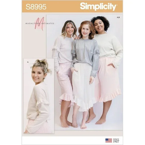 Lounge Pants Knit Top Sewing Pattern Simplicity S8995 XS-XL Madalynne Intimates‎