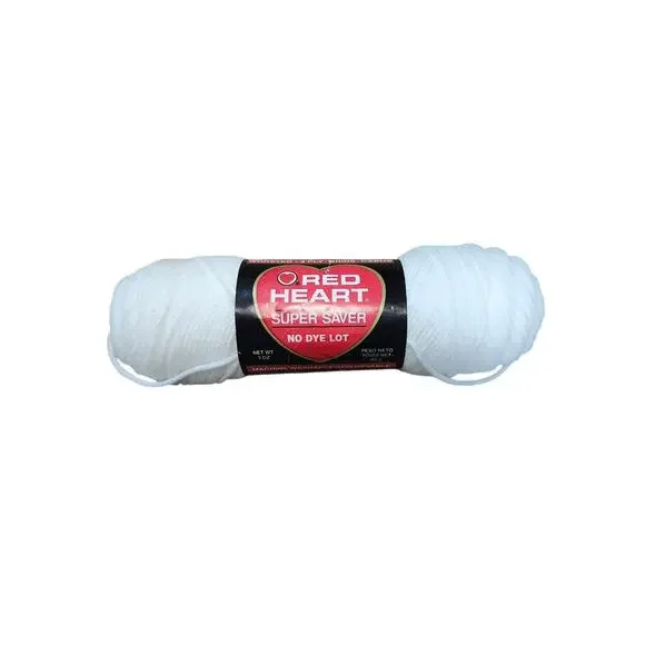 Red Heart Super Saver Yarn Skein 311 White 4ply Worsted 3oz No Dye Lot USA