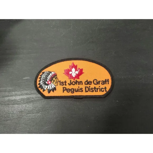 1st John de Gaff Peguis District Scouts Canada Patch - Vintage Maple Leaf Emblem