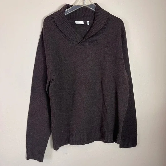 Joseph Abboud‎ Mens Chocolate Wool Blend Shawl Collar Sweater M Brown