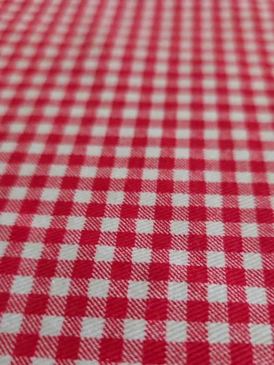 Vintage RED & WHITE Checker Medium-Weight 100% Cotton Craft Quilt Sew Fabric 2yd