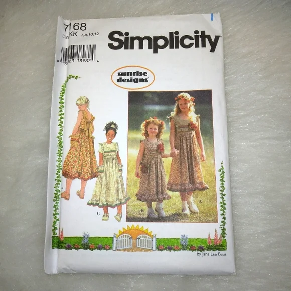 SIMPLICITY 7168 Sz 7-12 Girl's pullover dress or jumper Sunrise Designs