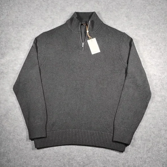Quince Organic Cotton Quarter Zip Sweater Men's Large Charcoal Gray Pullover