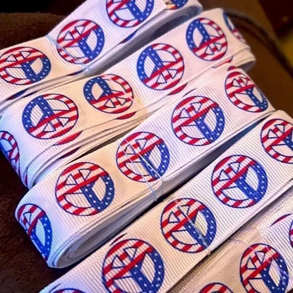 Grosgrain Ribbon 7/8” 5 yards 5/$20 peace sign USA