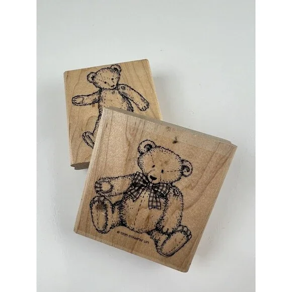 Pair Of Vintage Stampin’ Up Rubber Stamps Bears Crafters Adorable Teddy Bears
