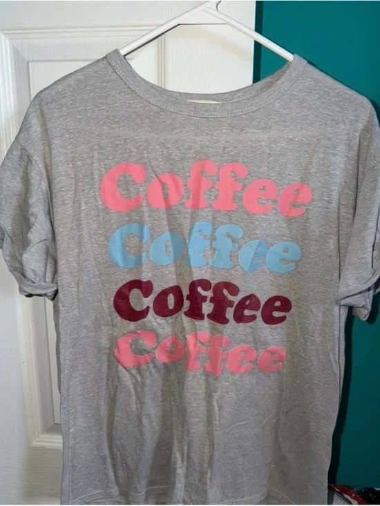 Gray Tee with Pink, Blue & Maroon 