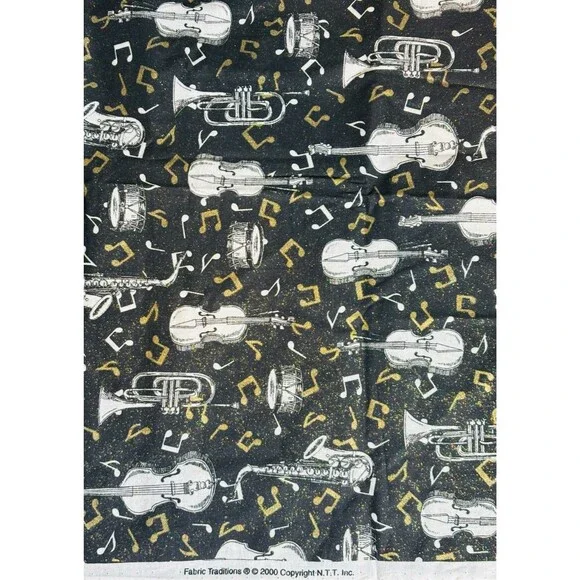 Vintage Fabric Traditions Music Instruments Cotton Fabric 25