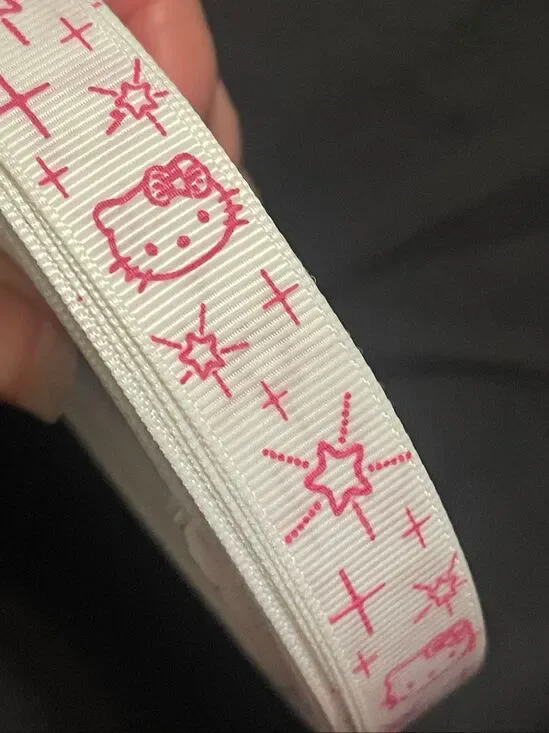 5/8” printed grosgrain Ribbon NEW 5 yards yds yd Hello Kitty hot pink on white s