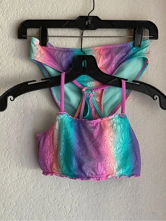 Justice Girls Multicolor Rainbow Ombre Bikini - Pink, Purple, Turquoise