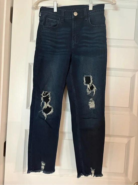 Justice Dark Blue Distressed Ankle Jeans