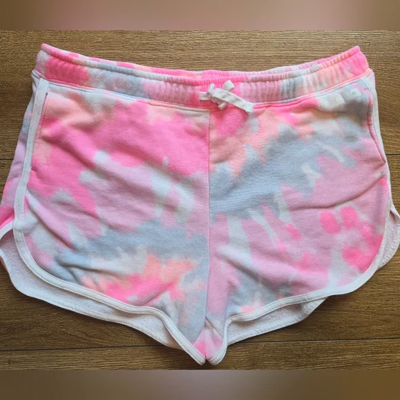 NWOT Justice Girls XL 14-16 Plus Pink Tie Dye Dolphin Hem Shorts Pockets Elastic