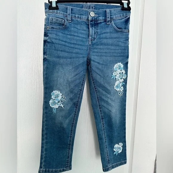 Justice Embroidered girls jeans, size 8Y, NWOT