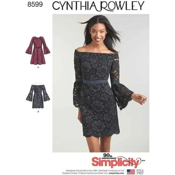 Simplicity Sewing Pattern 8599 Dress‎ Flared Sleeve Cynthia Rowley Sizes 12-20