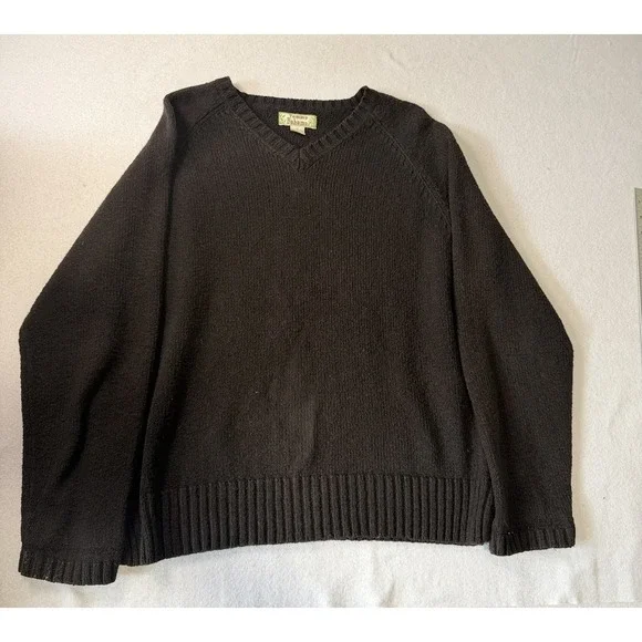 Vintage Tommy Bahama Sweater Womens M Black V Neck Pullover Cotton