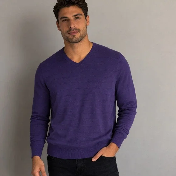 Van Heusen- Men's Purple V-Neck Sweater‎ Size M