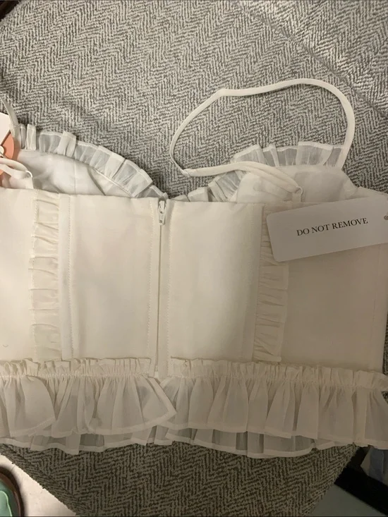 Selkie Cream Ruffled Bustier cropped