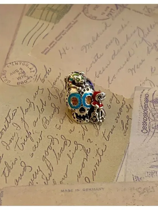 Gnoce Sterling Silver Enamel Day of the Dead Sugar Skull Charm