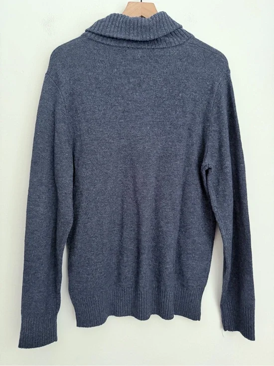 J.Crew men navy blue Lambswool Shawl Collar Sweater M NWT