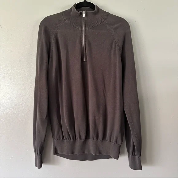 Faconnable 1/4 Zip Sweatshirt 100% Cotton |‎ Charcoal Grey