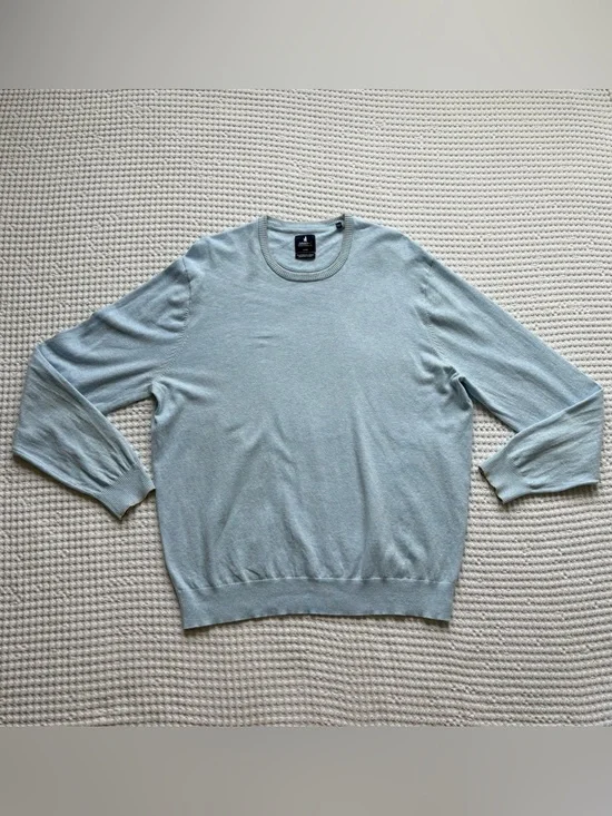 Johnnie-O Wren Maliblu Blue Heather Crewneck Sweater Pullover Cotton Blend - L